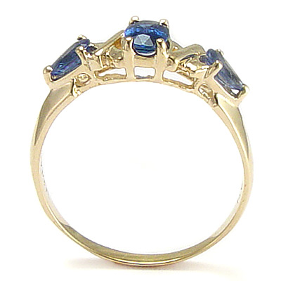 Sapphire Three Stone Ring 14k Gold R326