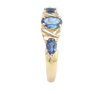 Sapphire Three Stone Ring 14k Gold R326