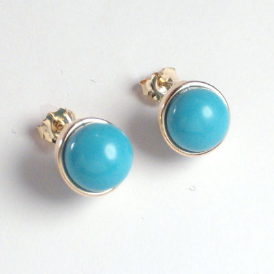 14k Turquoise Stud Earrings 7mm E383