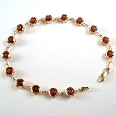 14k Solid Yellow Gold Natural Garnet Bracelet B170
