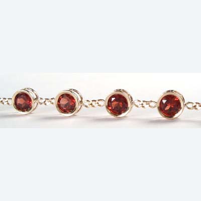 14k Solid Yellow Gold Natural Garnet Bracelet B170