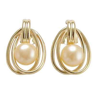 Pink Pearl Earrings 14k Gold E372