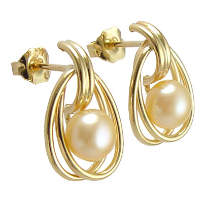 Pink Pearl Earrings 14k Gold E372