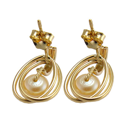 Pink Pearl Earrings 14k Gold E372