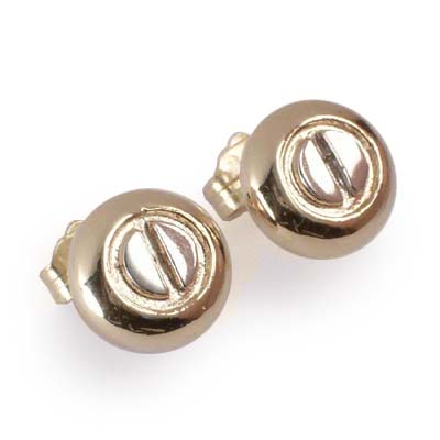 14K two-tone Gold Design Studs 8.5mm E371
