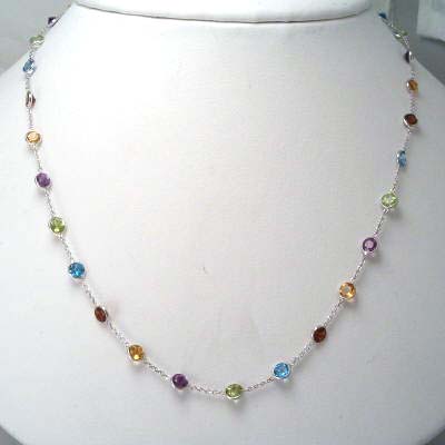 14k Gold Gemstone Necklace N125