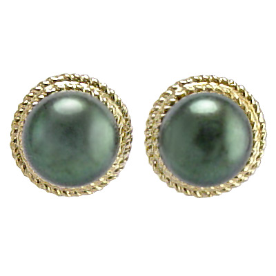 14k Gold and 6mm Genuine Black Pearl Earrings E202