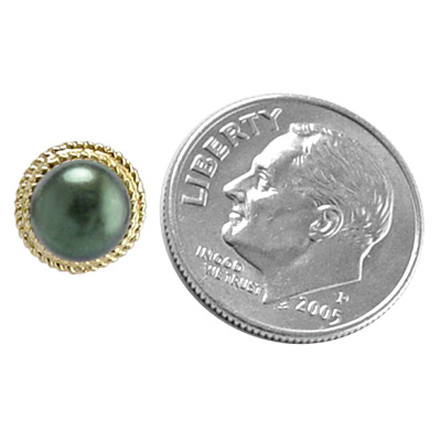 14k Gold and 6mm Genuine Black Pearl Earrings E202