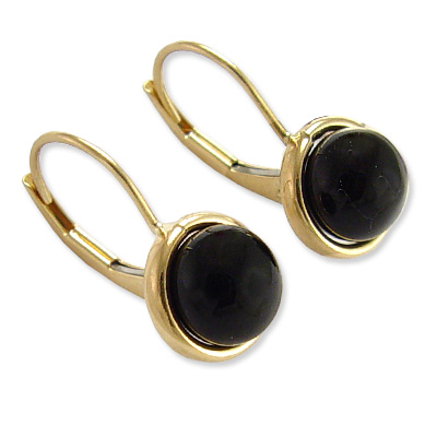14k Gold Black Onyx Earrings E332