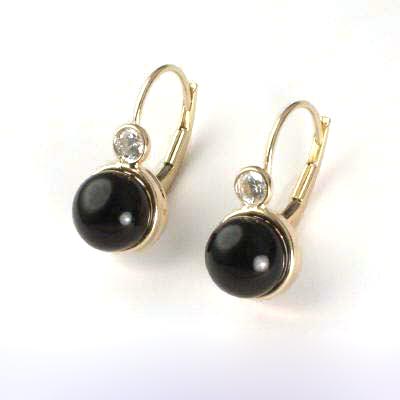 14k Gold Black Onyx Earrings E333