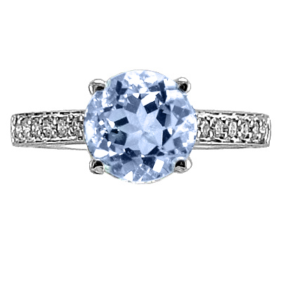 18K White Gold Aquamarine Diamond Ring R951