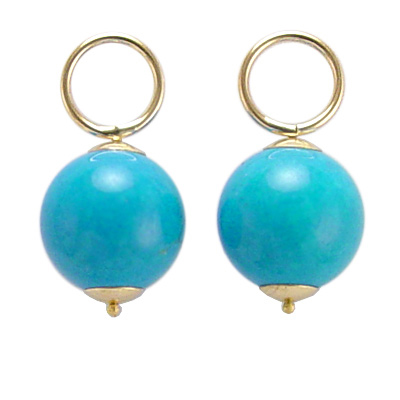 14k Gold Turquoise Charms 12mm E785