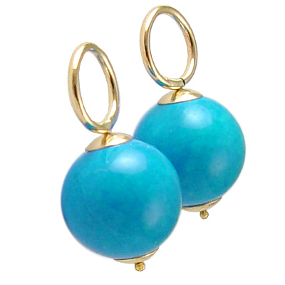 14k Gold Turquoise Charms 12mm E785