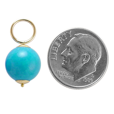 14k Gold Turquoise Charms 12mm E785