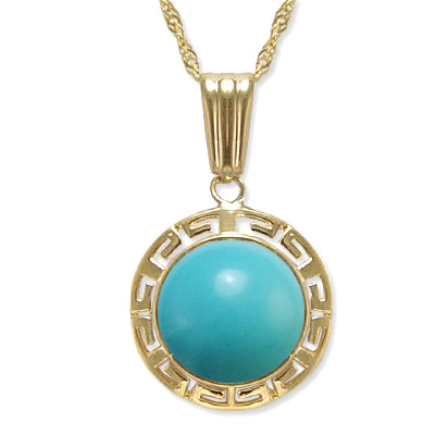 14k Yellow Gold Turquoise Necklace P397