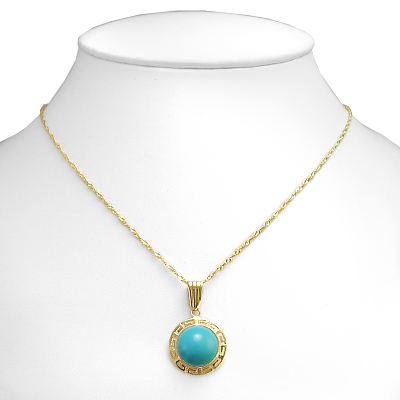 14k Yellow Gold Turquoise Necklace P397