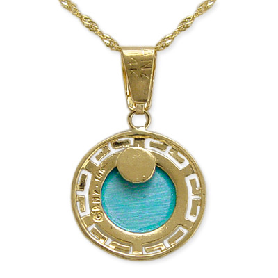 14k Yellow Gold Turquoise Necklace P397