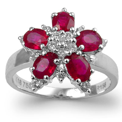 18k White Gold Ruby Diamond Ring R974 18k White Gold Ruby Diamond Ring R974