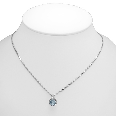 14k White Gold Aquamarine Solitaire Pendant #P400