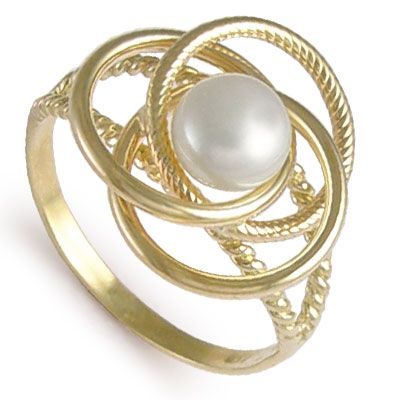 14k Gold Pearl Love Knot Ring R982