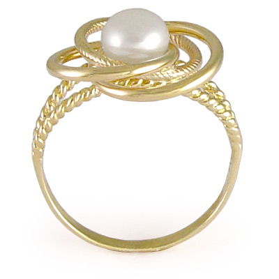 14k Gold Pearl Love Knot Ring R982