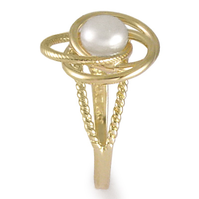 14k Gold Pearl Love Knot Ring R982