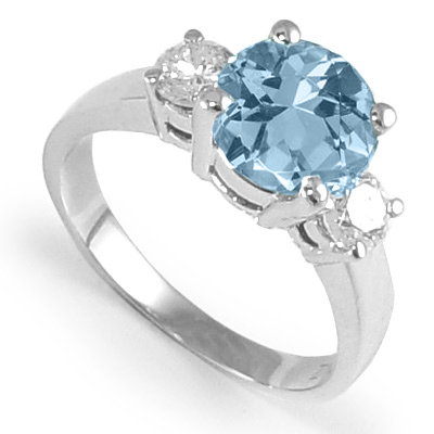 Aquamarine and Diamond Ring in 14k gold R983