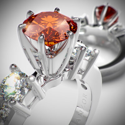 Orange Ceylon Sapphire Diamond Gold Ring 14k R987 Orange Ceylon Sapphire Diamond Gold Ring 14k R987