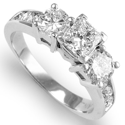 14k White Gold Princess Diamond Ring R990