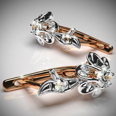 Russian style diamond earrings 14k 585 E805