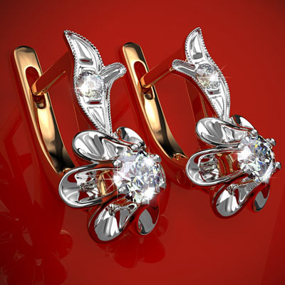 Russian style diamond earrings 14k 585 E805