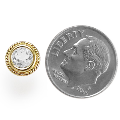 14k Yellow Gold white Topaz Stud Earrings E811