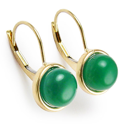 14k Green Onyx keverback earrings E812