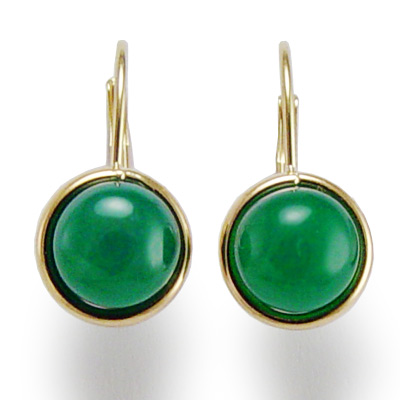 14k Green Onyx keverback earrings E812