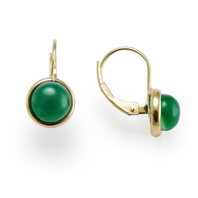 14k Green Onyx keverback earrings E812