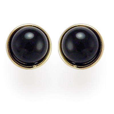 14k Gold Black Onyx Studs 7mm E815