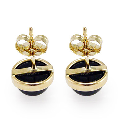 14k Gold Black Onyx Studs 7mm E815