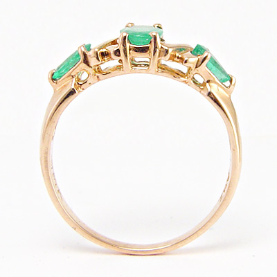 Emerald Three Stone Ring 14k Rose Gold R1039