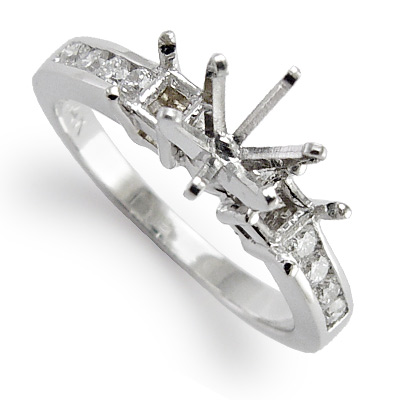 14k White Gold Diamond Ring Setting R1028