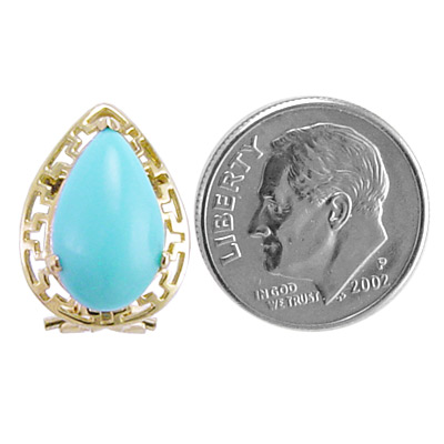 14k Gold Turquoise Greek Key Earrings e826 14k Gold Turquoise Greek Key Earrings e826