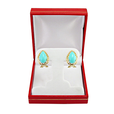 14k Gold Turquoise Greek Key Earrings e826 14k Gold Turquoise Greek Key Earrings e826