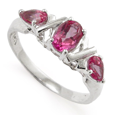 14k White Gold Pink Topaz Ring R1043