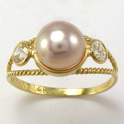 14k Lavender Pearl & CZ Ring R1047 14k Lavender Pearl & CZ Ring R1047