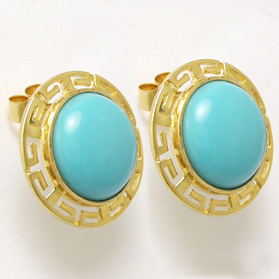 14k Gold Turquoise Stud Earrings E829 14k Gold Turquoise Stud Earrings E829