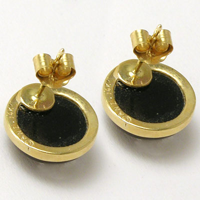 14k Gold Black Onyx Earrings E830