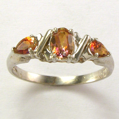 14k White Gold Brown Topaz Ring R1050