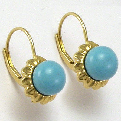 14k Sunflower Turquoise Earrings E833