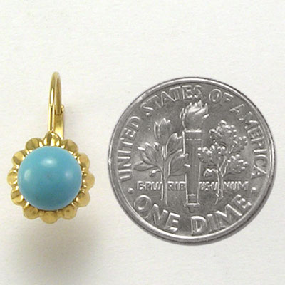 14k Sunflower Turquoise Earrings E833