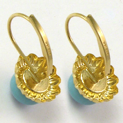14k Sunflower Turquoise Earrings E833
