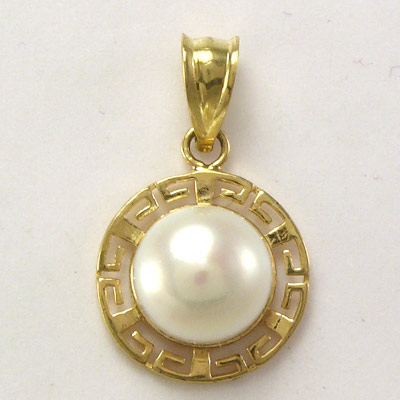 14k Yellow Gold Pendant Genuine Freshwater Pearl p430